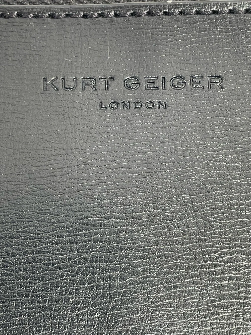 Kurt Geiger Black Leather Logo Wristlet